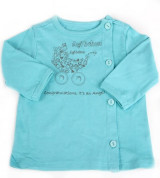 Áo sơ sinh Agi bobun cài lệch xanh (0-3M)