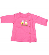 Áo sơ sinh Agi bobun nỉ cài lệch (hồng)