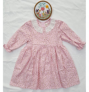 Đầm tồn kho dài tay cho bé vải thô hoa nhí