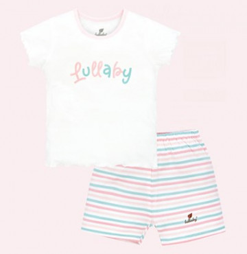 Bán buôn bộ bé gái cộc tay cài vai Lullaby NH603P (trắng)