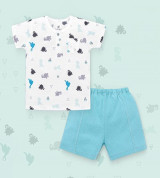 Bán buôn bộ bé trai bổ nẹp Lullaby NH81B (trắng in khủng long)