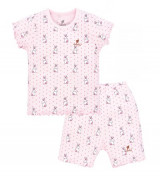 Bỏ sỉ bộ bé gái cộc tay cài vai Lullaby NH603P (hồng in thỏ)