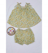 Thanh lý Bộ quần đùi áo dây hoa nhí cho bé chất liệu vải thô cotton