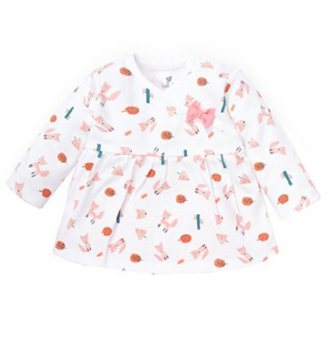 Bán sỉ áo bé gái chữ A cổ tim Lullaby NH118B (Trắng in)