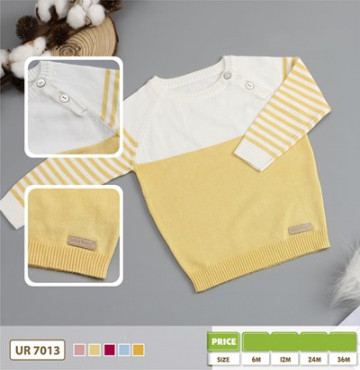 Bán buôn áo len cài vai tay Raglan kẻ Uala UR7013 (6m+)