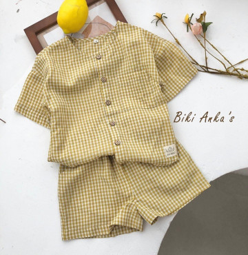 Thanh lý vải caro nhỏ chất đũi mềm nền trắng kem