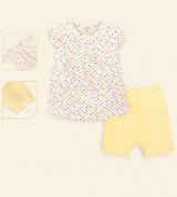 Bỏ buôn bộ cộc bé gái chữ A xếp ly cổ Lullaby NHT04B (trắng in hình tim)