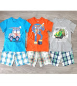 Bỏ sỉ bộ quần áo cộc tay bé trai sọc kẻ (1-6T)