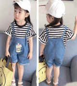 Bán sỉ bộ quần yếm áo phông bé gái (1-5T)