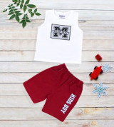 Bỏ buôn bộ đồ thun sát nách chữ M Little Lulu_áo Trắng