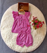 Bỏ buôn bộ quần áo bé gái vải thô in hoa (1-6T)