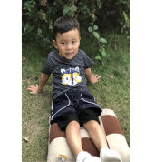 Bán sỉ áo cộc bé trai họa tiết kẻ in chữ Cool (3-8T)