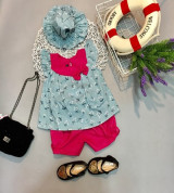 Bỏ sỉ bộ quần áo cộc kèm mũ cho bé gái (6-36M)