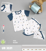 Bán sỉ bộ cộc tay khuy vai sợi tre họa tiết Uala UR3531