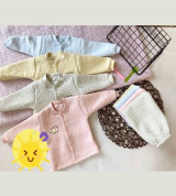 Bán sỉ bộ quần áo nỉ dài tay kẻ ngang cài cúc giữa (1-3T)