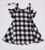Bỏ buôn váy bé gái kẻ caro đính nơ vai (1-6T)