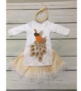 Bỏ sỉ bộ áo dài hình chim Công kèm mấn (2-7T)