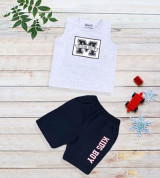 Bỏ sỉ bộ đồ thun sát nách chữ M Little Lulu_áo Xám