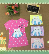 Bỏ buôn áo cộc tay bé gái hình gấu chấm bi (3-8T)