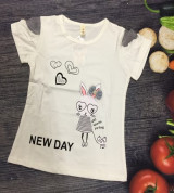 Bán buôn áo cộc tay bé gái in hình thỏ (3-8T)
