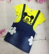 Bỏ sỉ bộ váy yếm jean áo phông bé gái (6-24M)