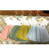 Bán sỉ váy bé gái đính nơ ngực (6-36M)