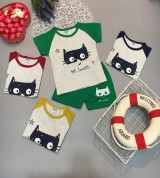 Bán buôn bộ quần áo cộc in mặt mèo SB4002 (1-3T)