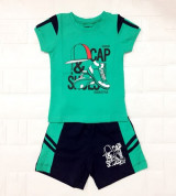 Bán sỉ bộ quần áo cộc tay bé trai in hình mũ giày (1-5T)