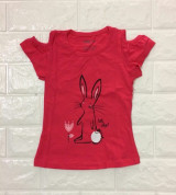 Bán sỉ áo cộc tay bé gái hở vai in hình thỏ DL302 (1-5T)