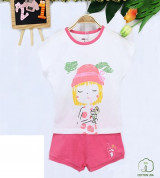 Bán sỉ bộ cộc tay bé gái Dokma 370 (trắng hồng)