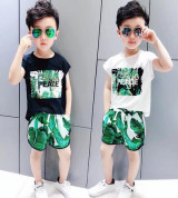 Bỏ buôn bộ quần áo cộc tay bé trai in chữ Peace (1-5T)