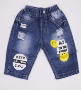 Bán buôn quần jean ngố bé trai in mặt cười (3-9T)
