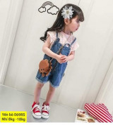 Bán buôn bộ quần yếm áo phông khóa kéo bé gái (1-5T)