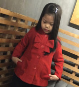 Bán sỉ áo khoác dạ cổ sen có nơ bé gái (2-7T)