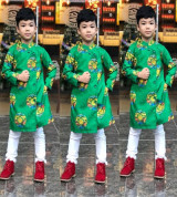 Bán sỉ áo dài gấm chiện bé trai kiểu 2 tà (2-10T)