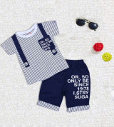 Bán sỉ bộ đồ thun cotton hình thêu đắp sọc Little Lulu_Xanh đen