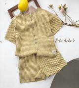 Thanh lý vải caro nhỏ chất đũi mềm nền trắng kem