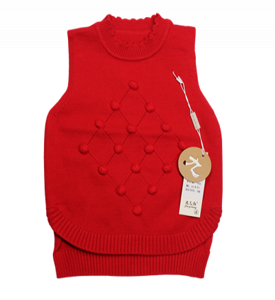 Bán sỉ áo gile len bé gái họa tiết quả trám 1701 (1-4T)