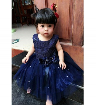 Bỏ sỉ váy đầm công chúa kim sa xanh (1-6T)