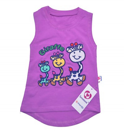 Bán buôn áo sát nách bé gái Lovemom màu tím (hình hươu)