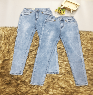 bán sỉ quần jean xanh nữ phối nút