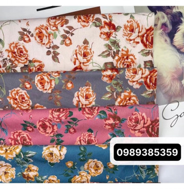 Thanh lý vải text nhung hoa hồng 3d