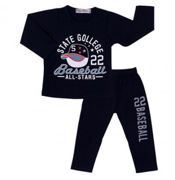 Bỏ buôn bộ quần áo cotton bé trai in hình mũ (1-7T)