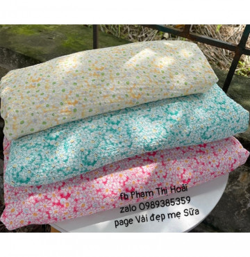 Thanh lý vải đũi nhăn hàn quốc mẫu hoa cúc hoạ mi mềm mát