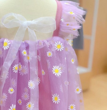 Thanh lý vải lưới in hoa cúc