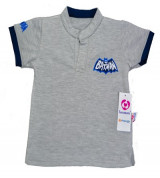 Bán buôn áo cộc tay bé trai Lovemom màu xám (thêu chữ Batman)