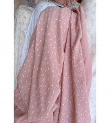 vải xô muslin tồn kho cao cấp quả chery nền hồng ruốc