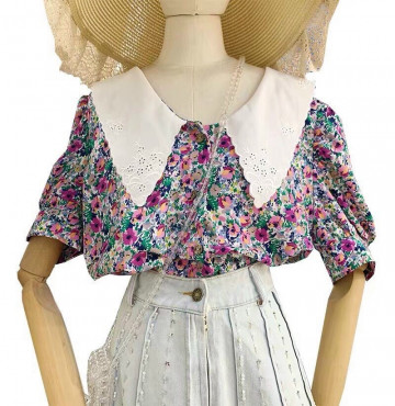 vải lụa tằm tồn kho hoa tím mềm mát ko nhăn