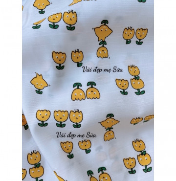 vải đũi tồn kho mịn mát chậu hoa cute