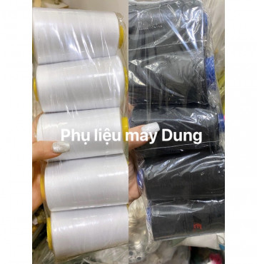 Chỉ may tồn kho 5000m ống lớn tông trắng-đen